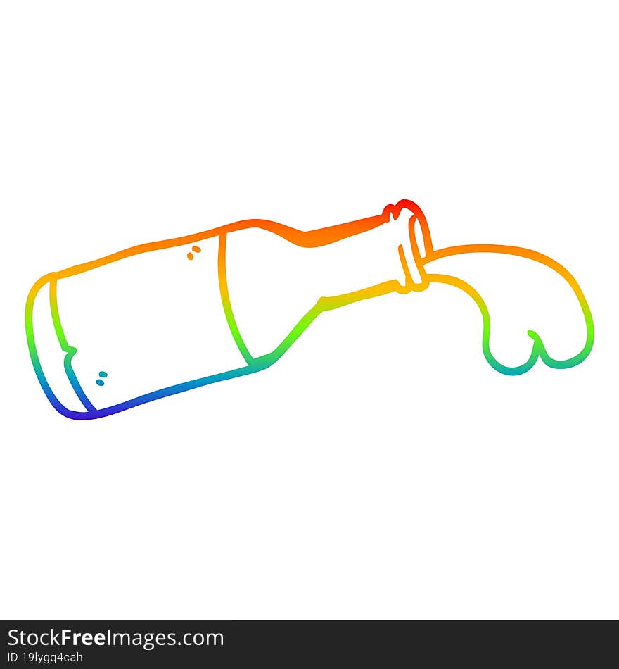 rainbow gradient line drawing of a cartoon bottle of chocolate milk