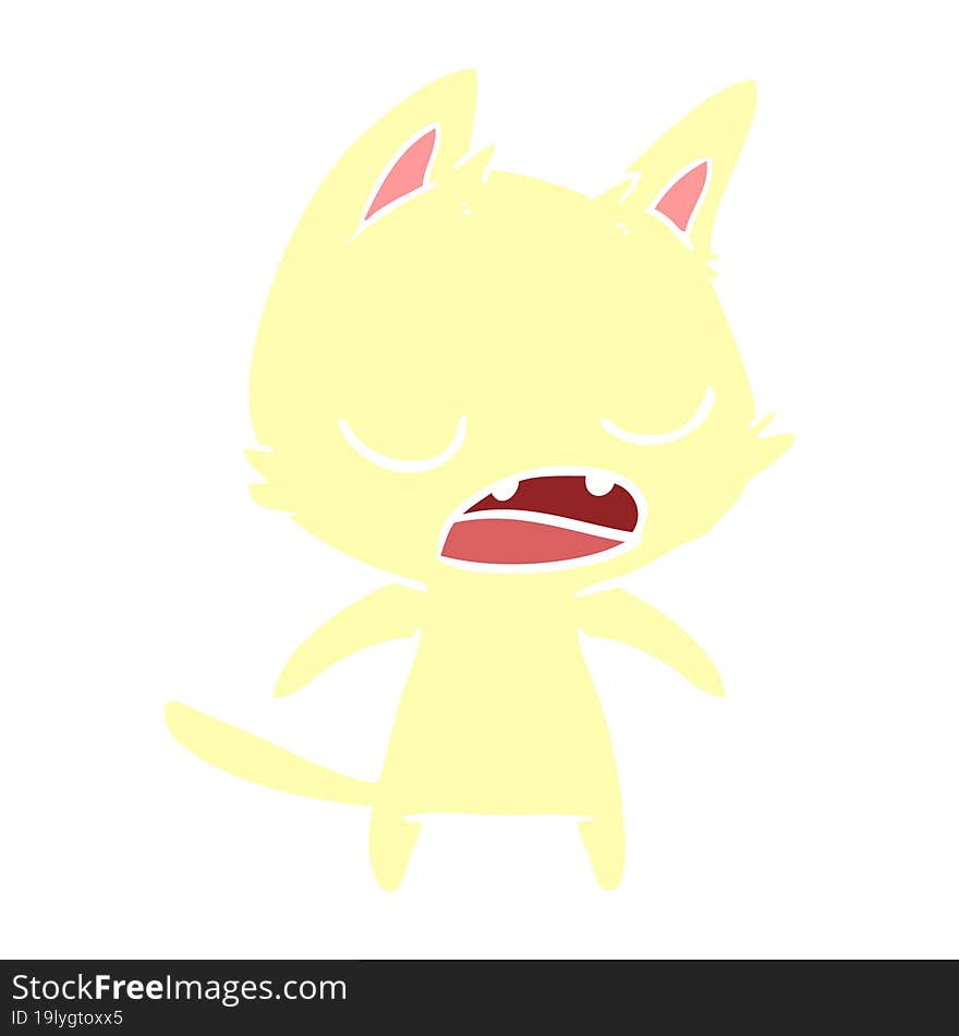 talking cat flat color style cartoon