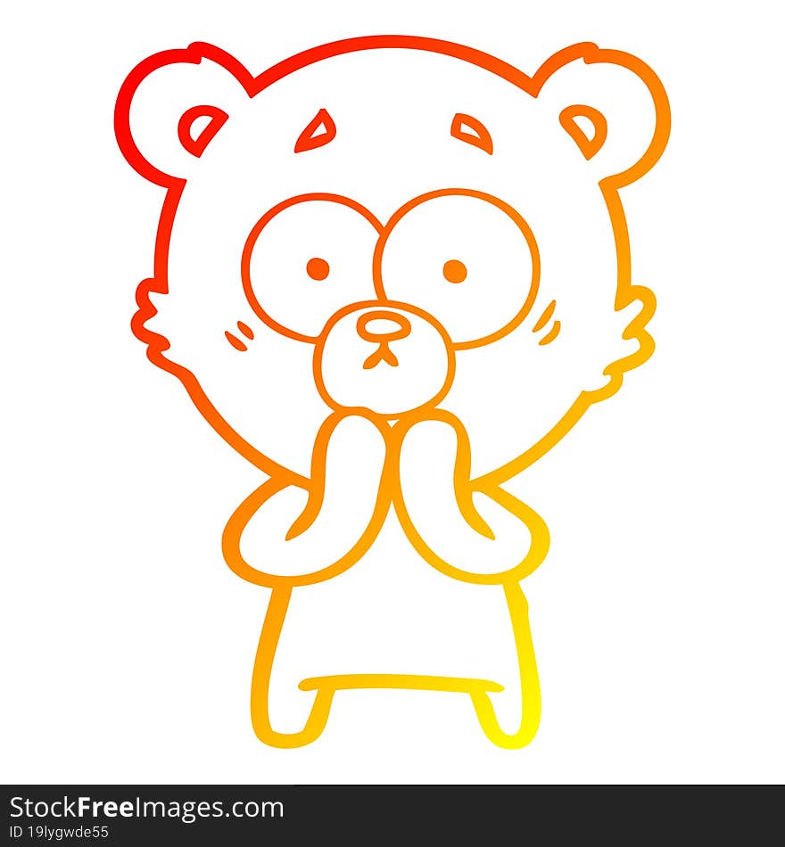 warm gradient line drawing worried bear cartoon