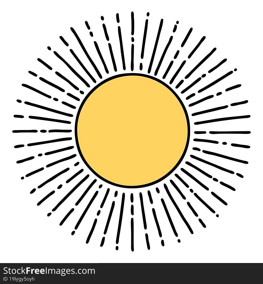 traditional tattoo of a sun