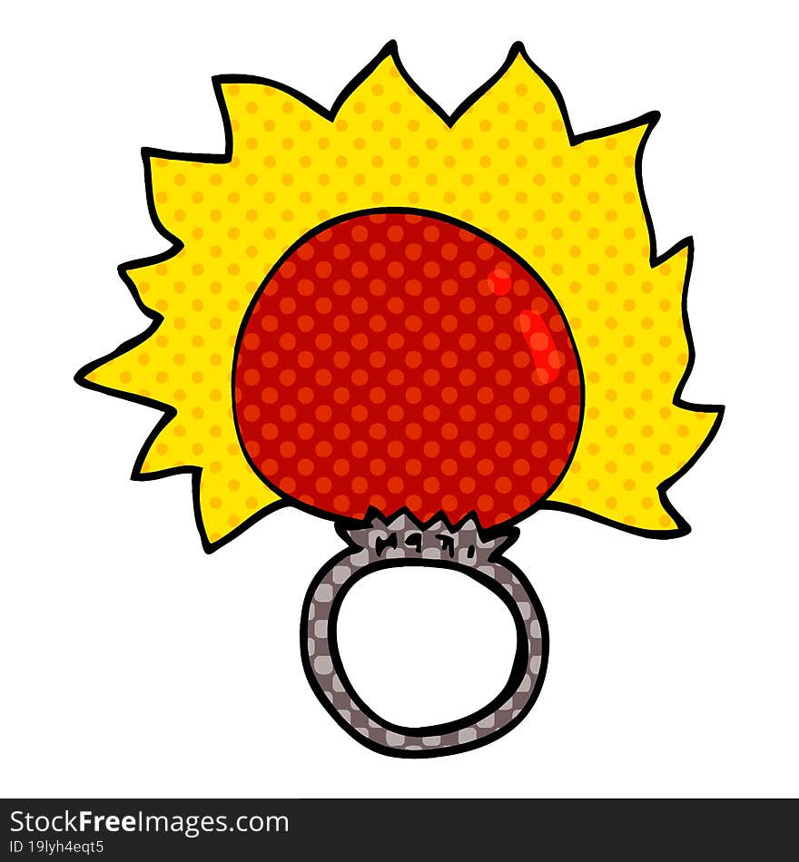 Cartoon Doodle Fire Ball Ring