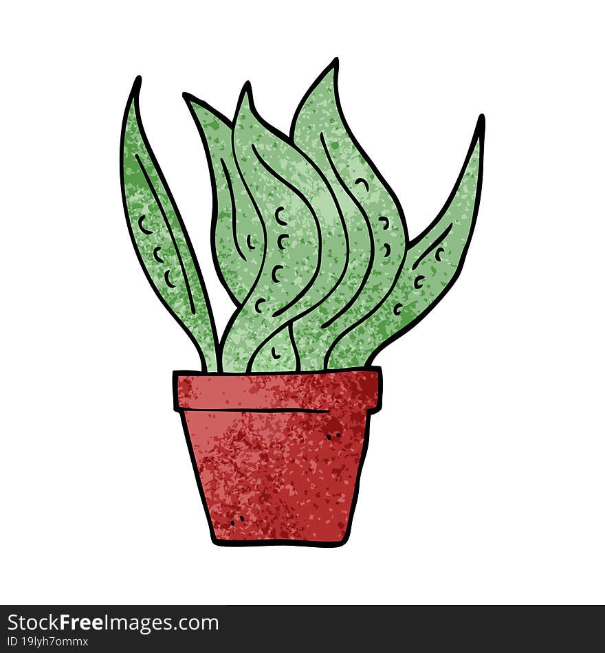 cartoon doodle house plant