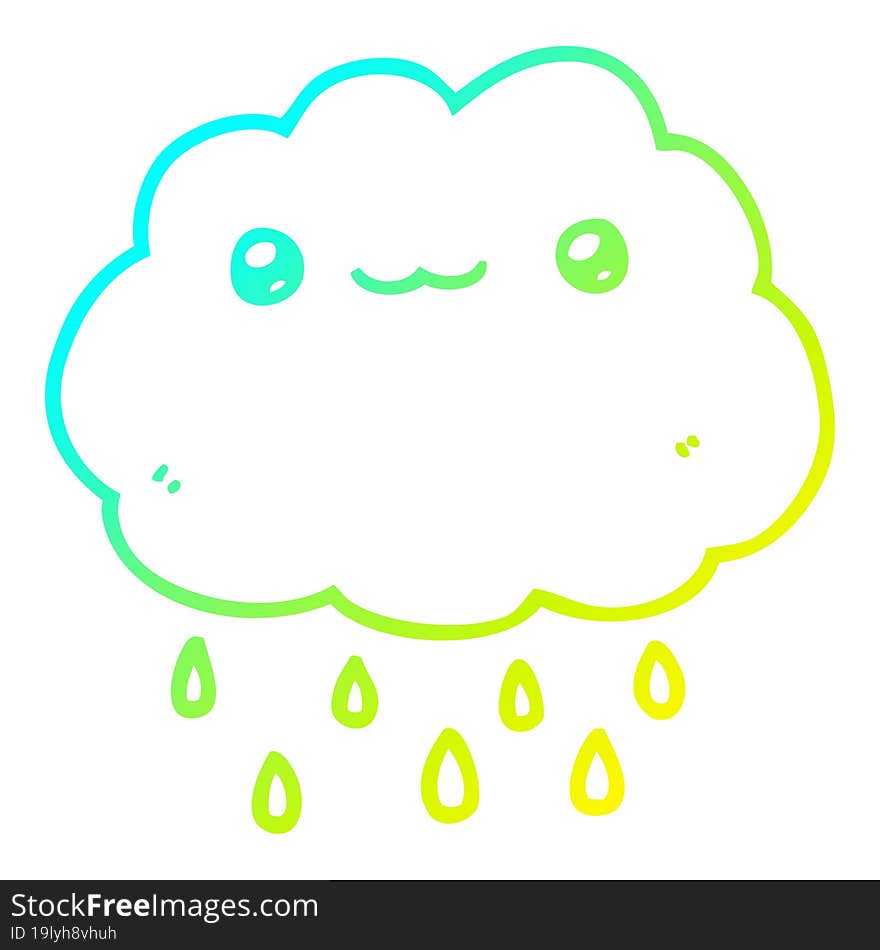 cold gradient line drawing cartoon cloud