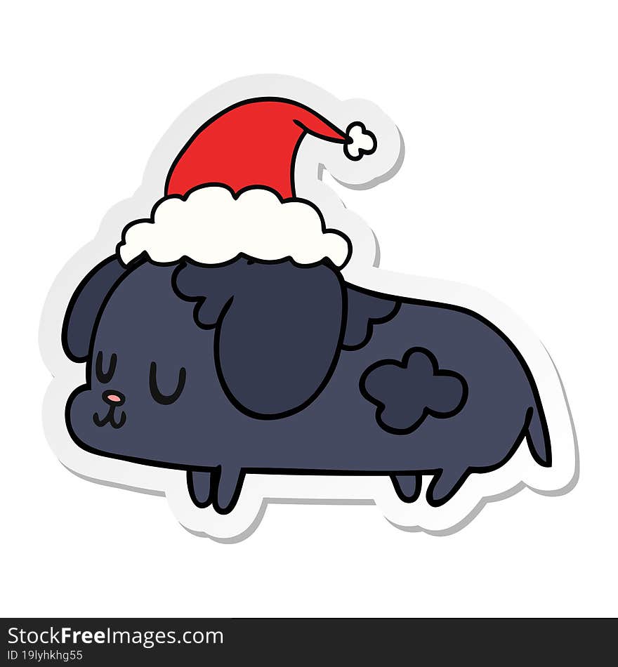 hand drawn christmas sticker cartoon of kawaii dog