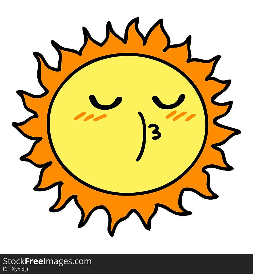 cartoon shining sun with face