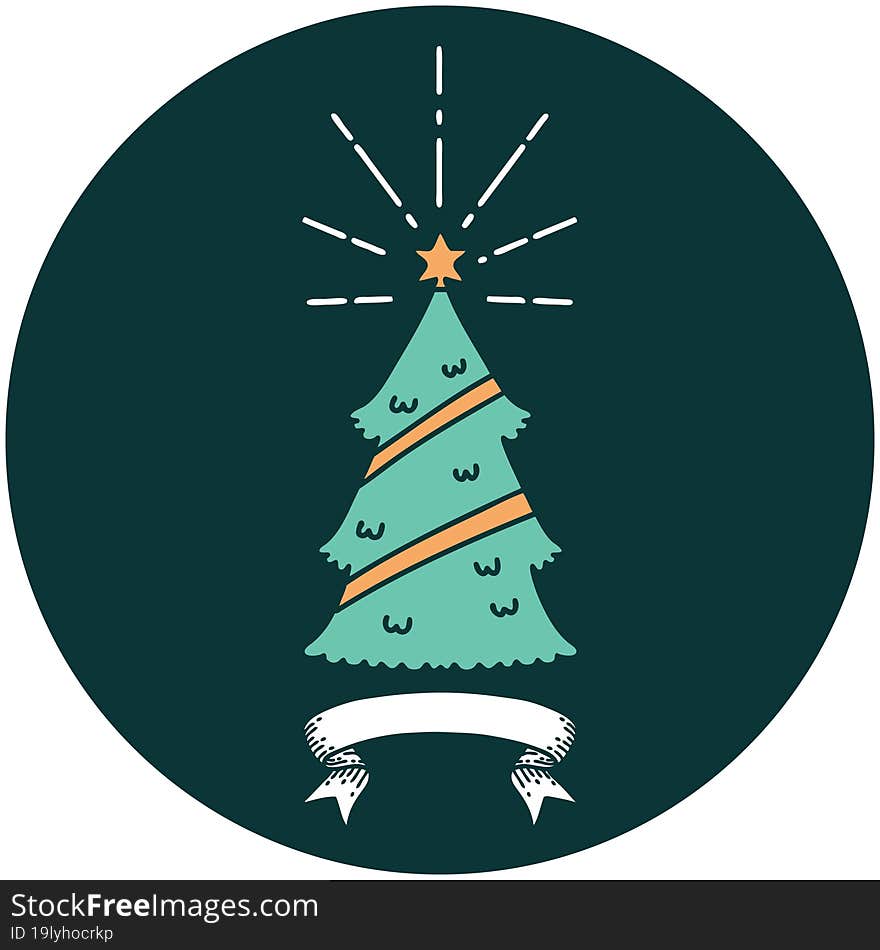 Icon Of Tattoo Style Christmas Tree With Star