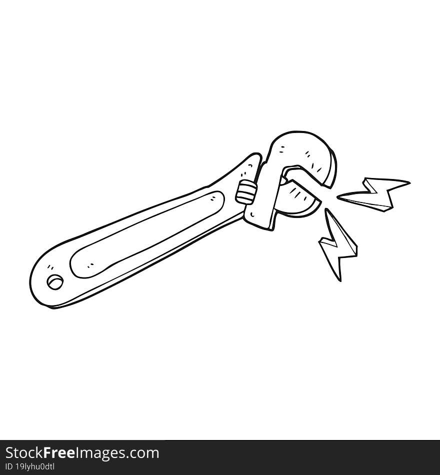 black and white cartoon adjustable spanner