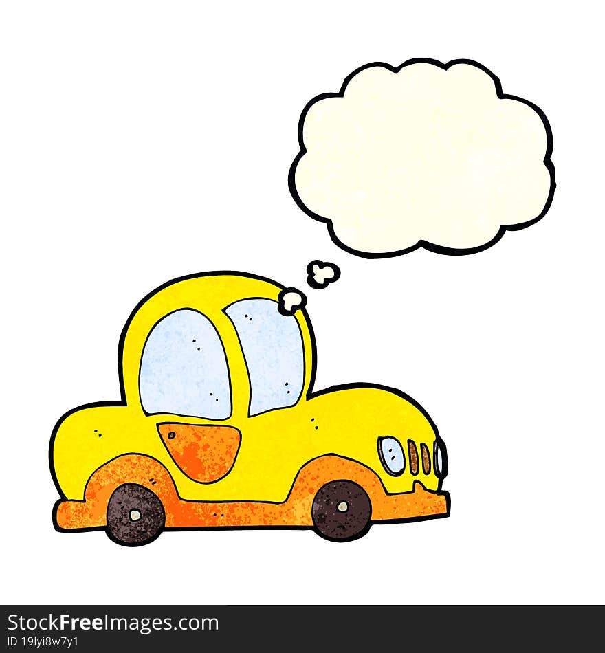 cartoon car with thought bubble