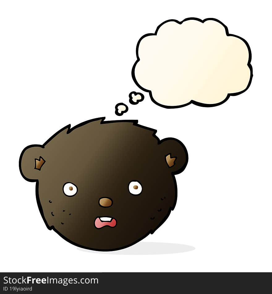 cartoon black bear face with thought bubble