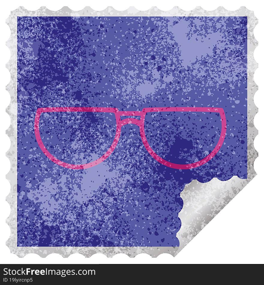 Spectacles Square Peeling Sticker