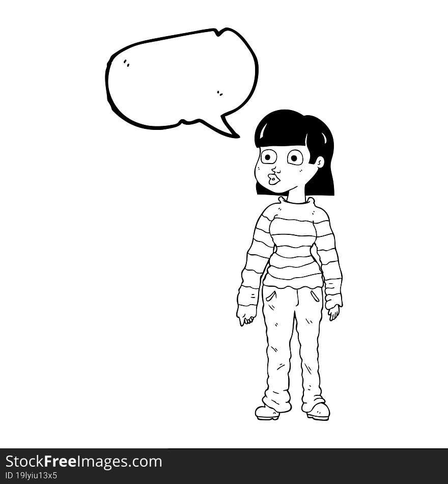 speech bubble cartoon woman in casual clothes