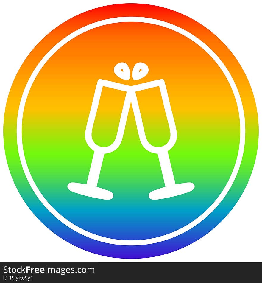 raised glasses circular in rainbow spectrum