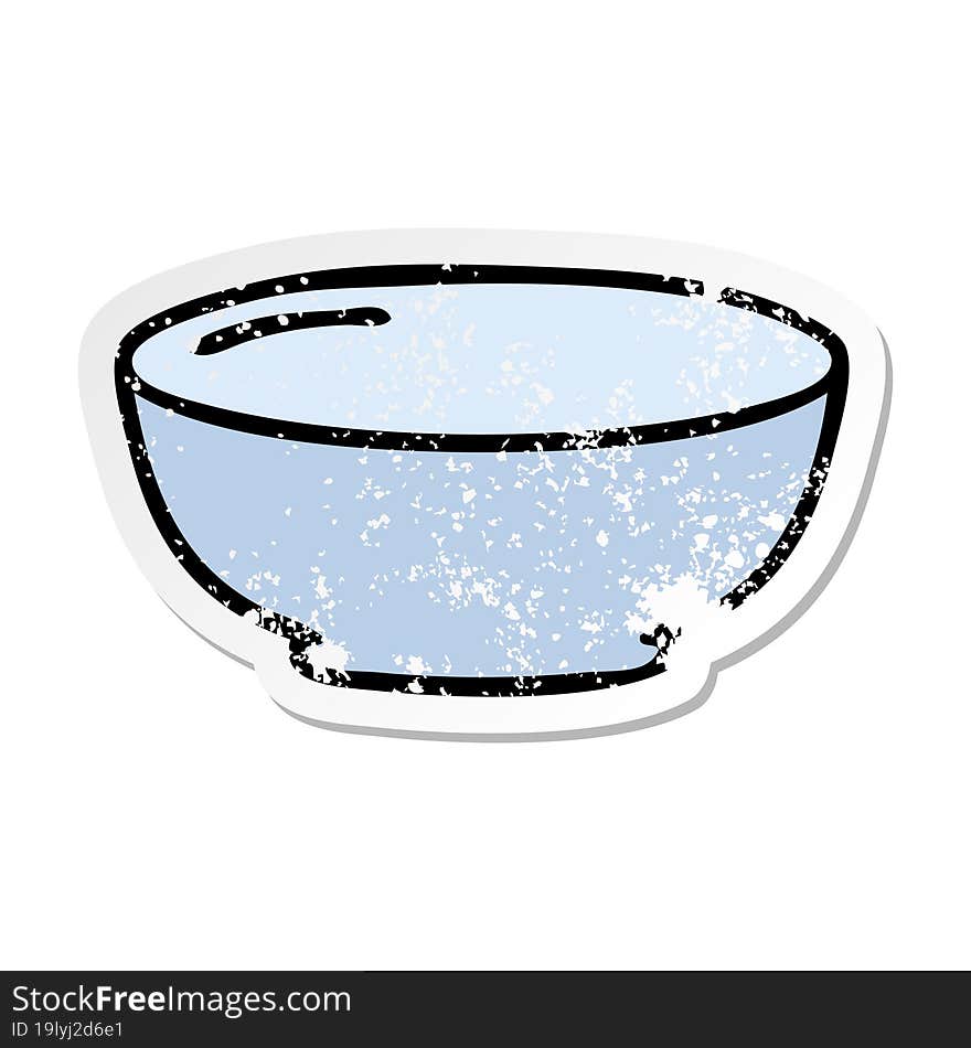 distressed sticker of a quirky hand drawn cartoon bowl