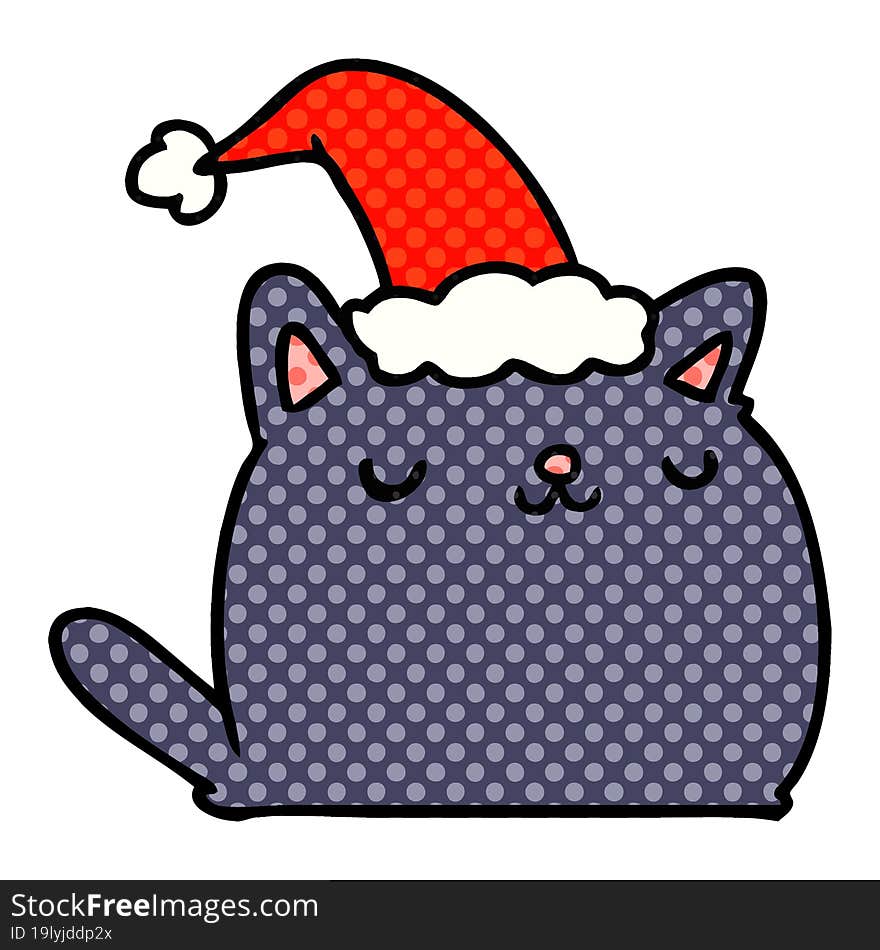 christmas cartoon of kawaii cat