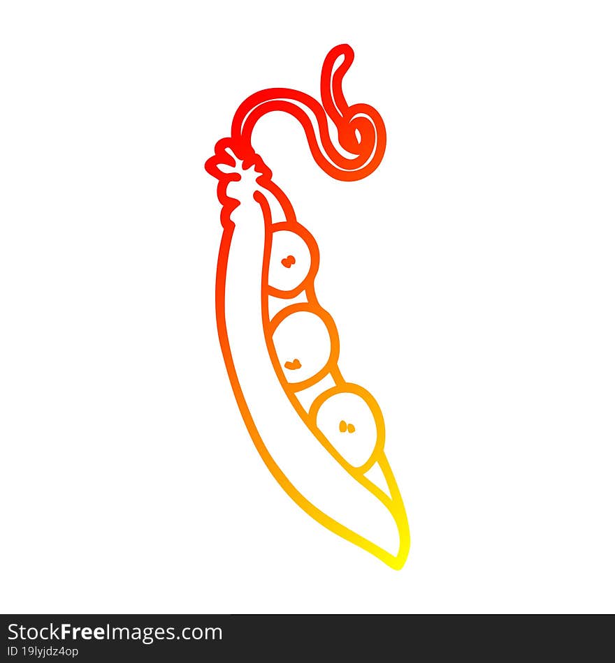 warm gradient line drawing of a cartoon peas in pod