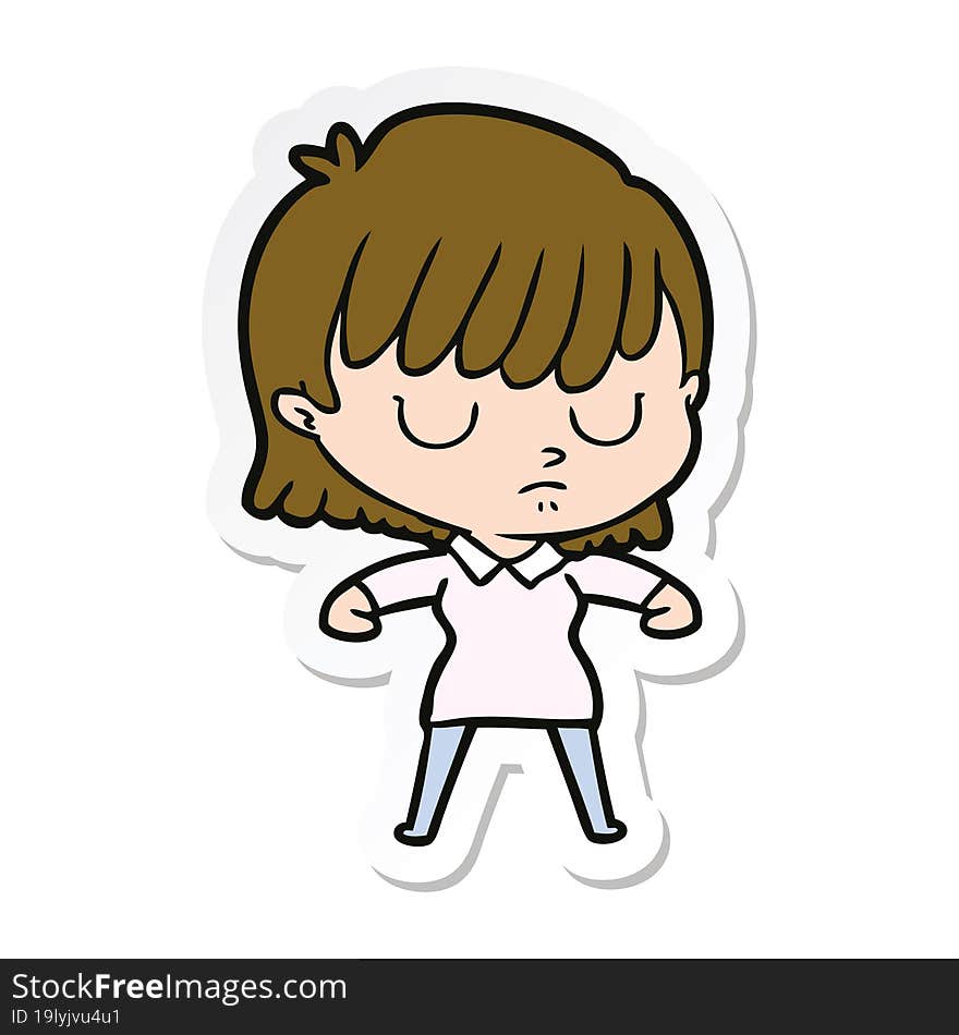 sticker of a cartoon woman