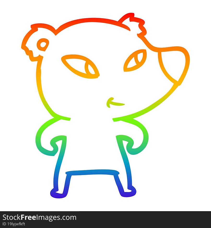 rainbow gradient line drawing cute cartoon bear