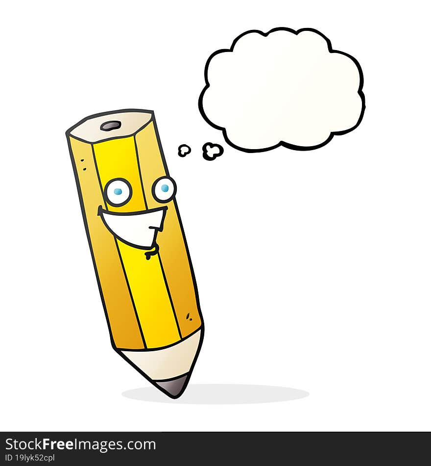 happy thought bubble cartoon pencil