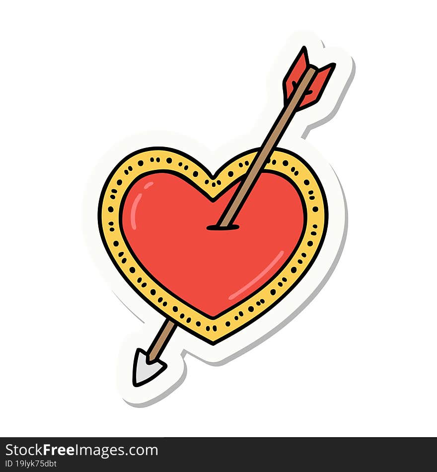 sticker of tattoo in traditional style of an arrow and heart. sticker of tattoo in traditional style of an arrow and heart