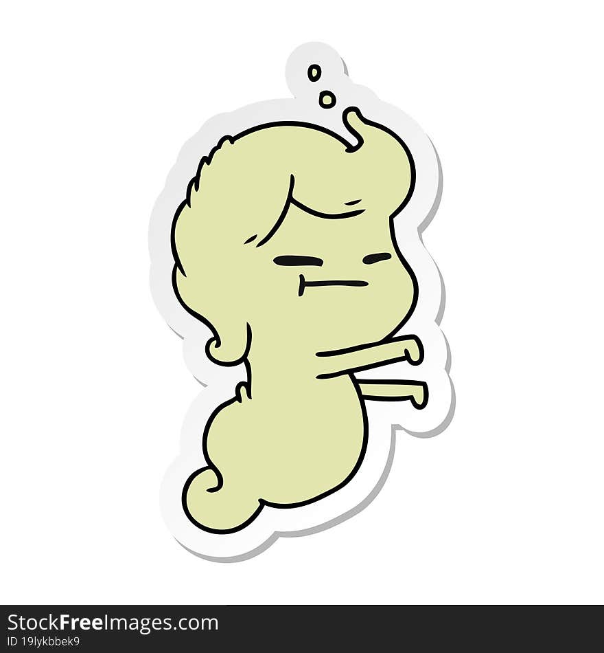 Sticker Cartoon Of Kawaii Scary Ghost