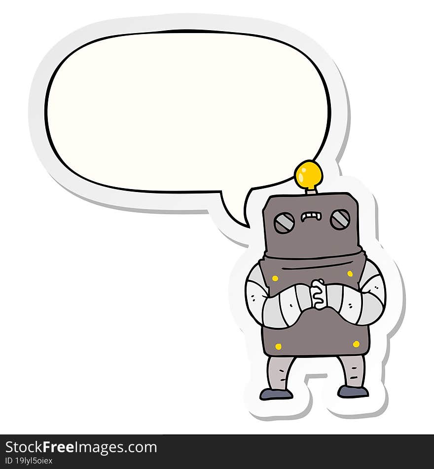 cartoon robot and speech bubble sticker