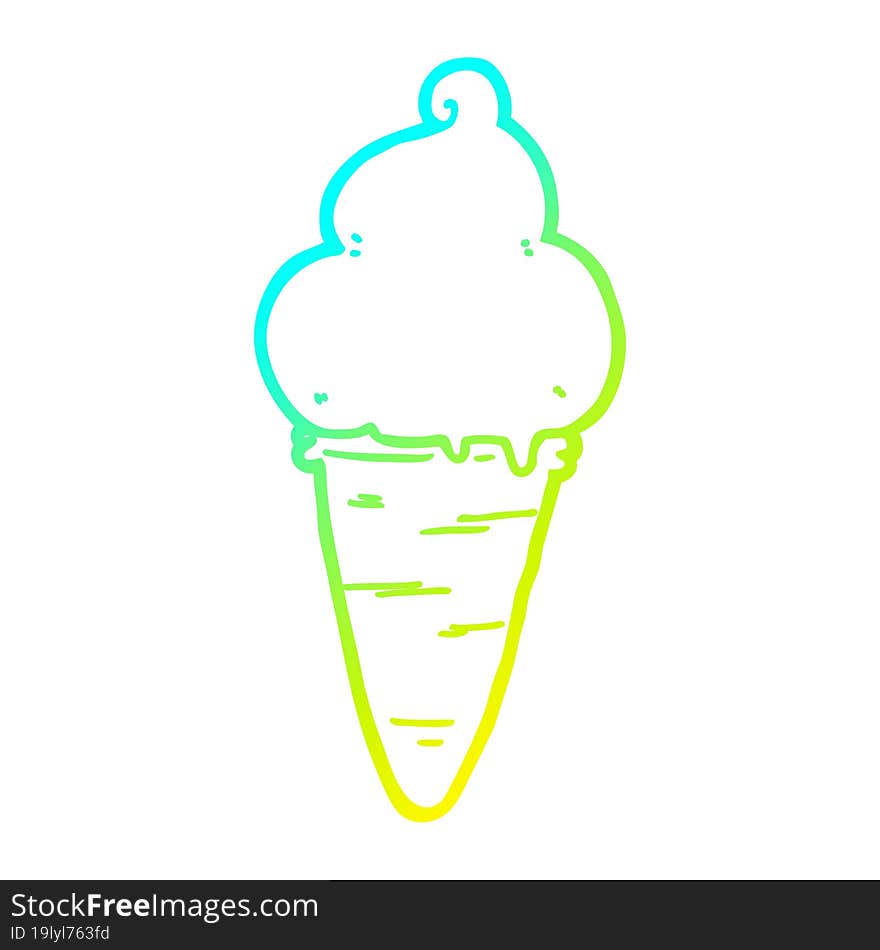 cold gradient line drawing cartoon ice cream