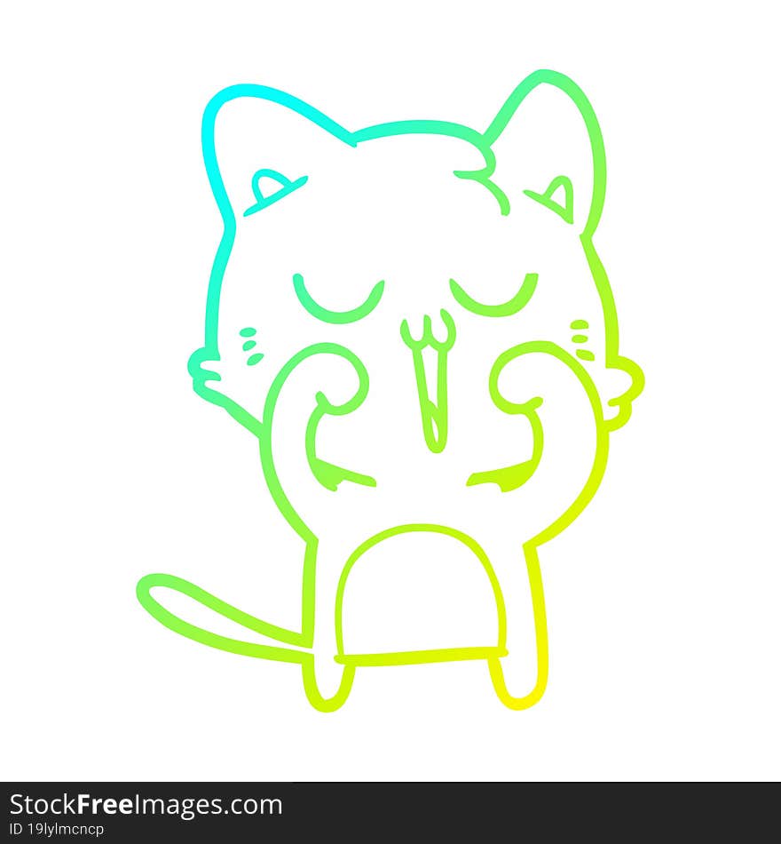 cold gradient line drawing cartoon cat singing