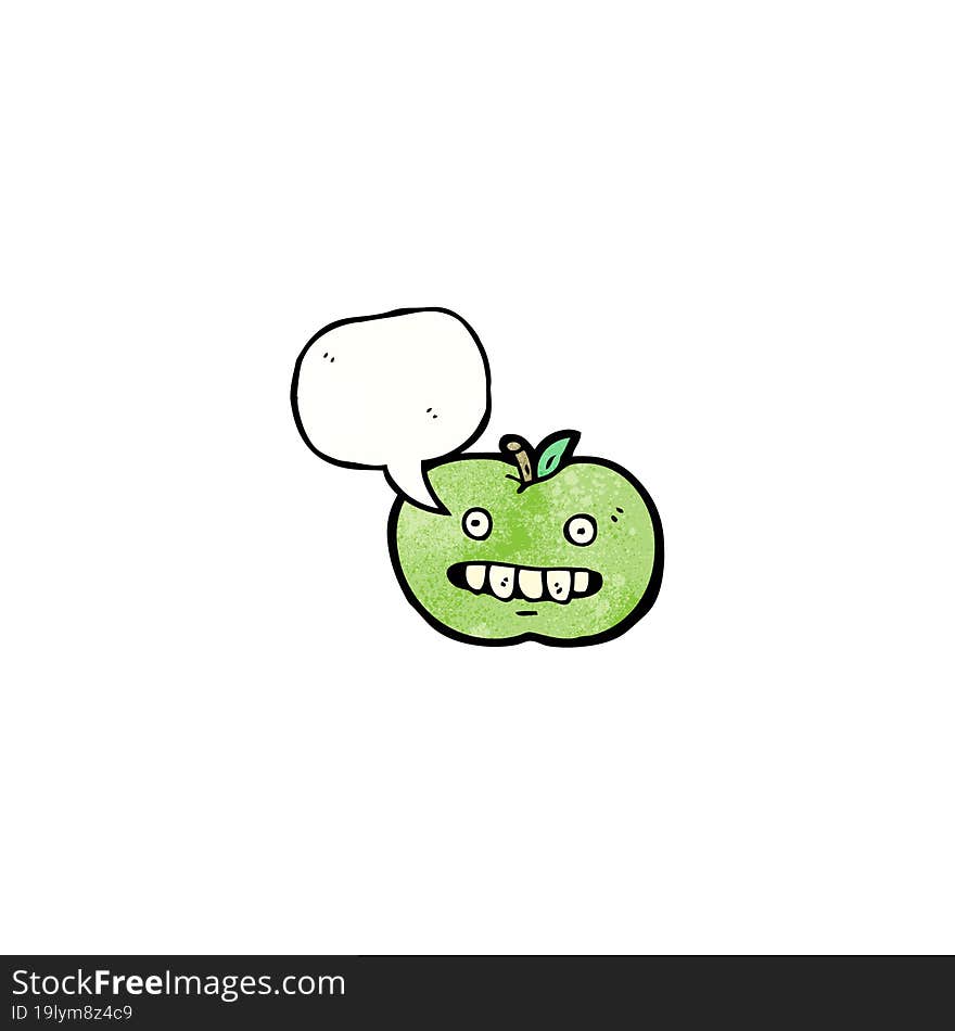 funny cartoon apple with speech bubble