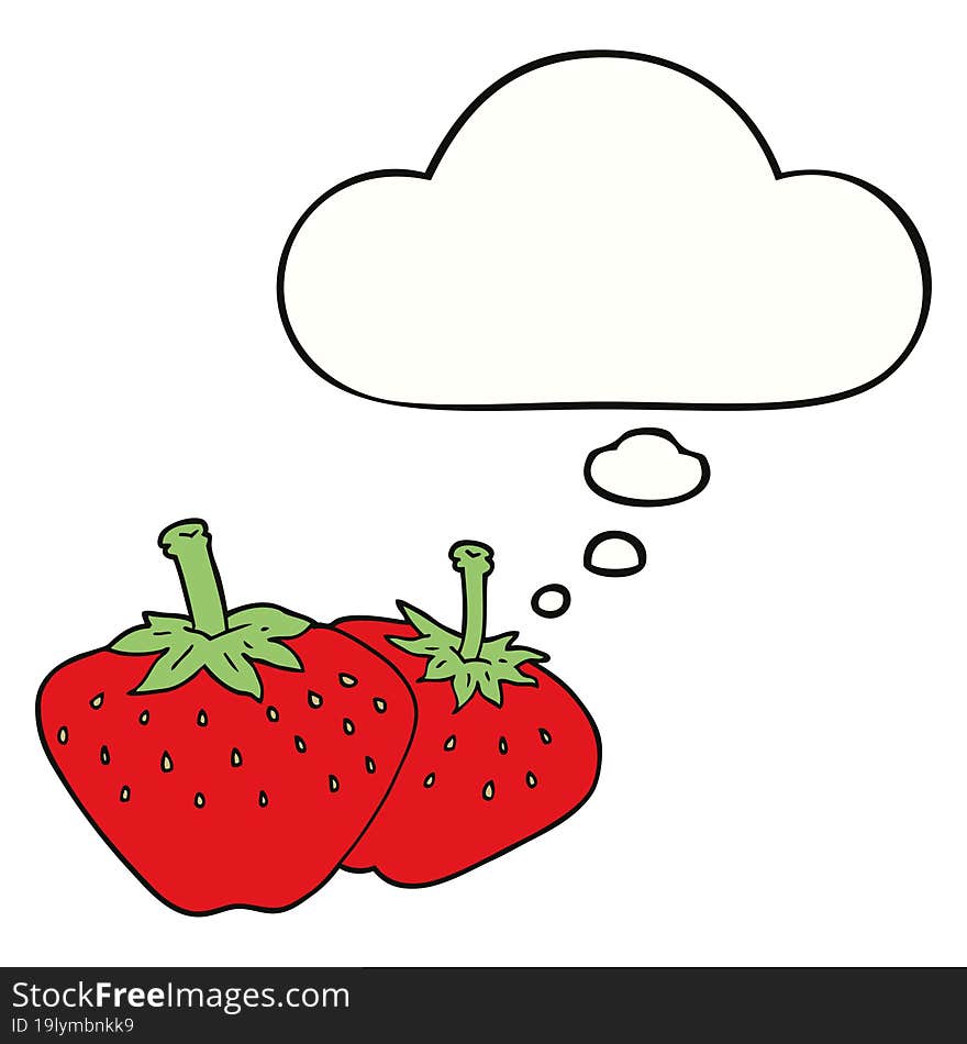 Cartoon Strawberry And Thought Bubble