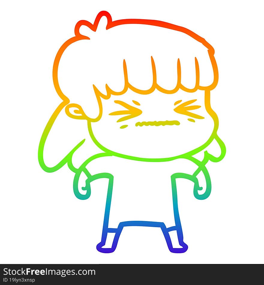 rainbow gradient line drawing of a cartoon woman