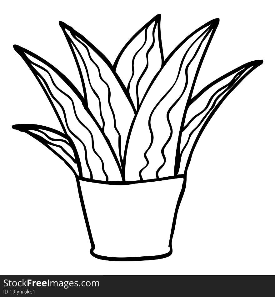 Line Drawing Cartoon House Plant