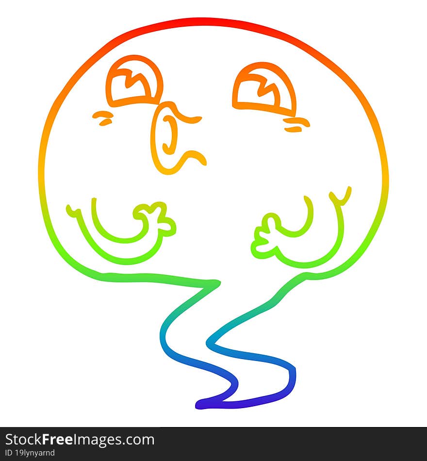 rainbow gradient line drawing of a cartoon ghost