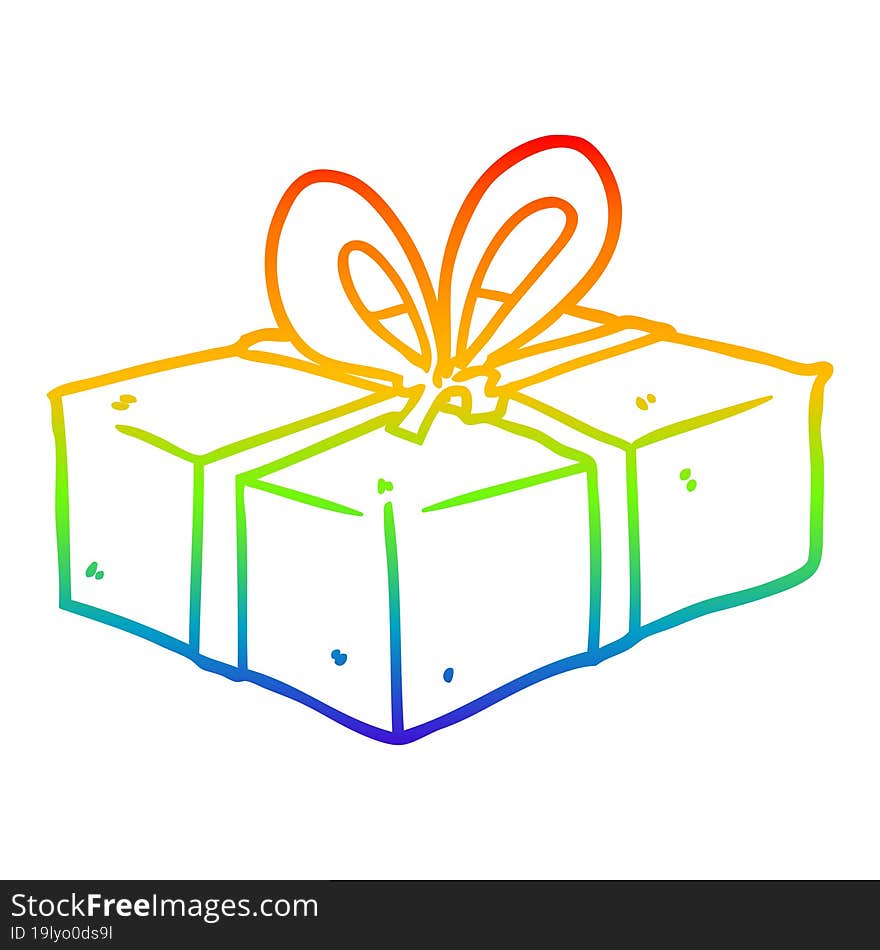 rainbow gradient line drawing wrapped gift