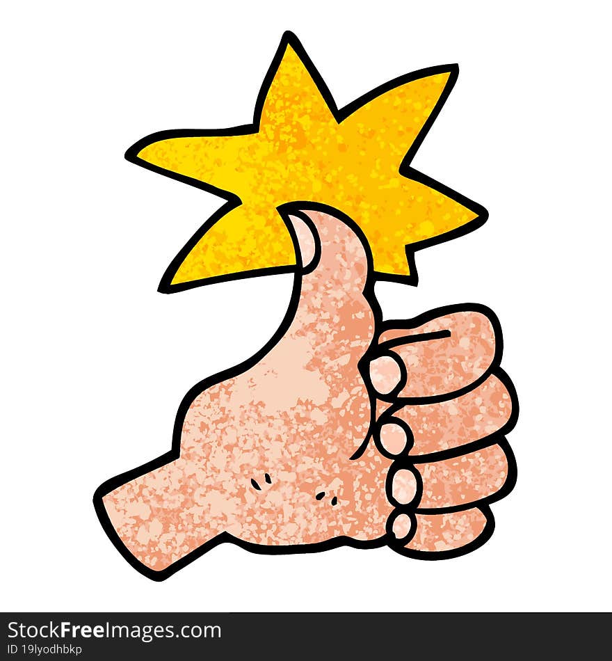 grunge textured illustration cartoon thumbs up symbol