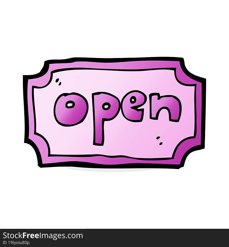 cartoon open sign