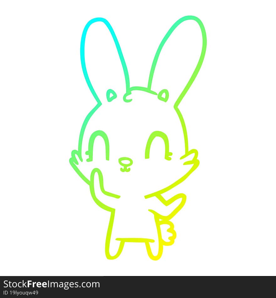 cold gradient line drawing cute cartoon rabbit