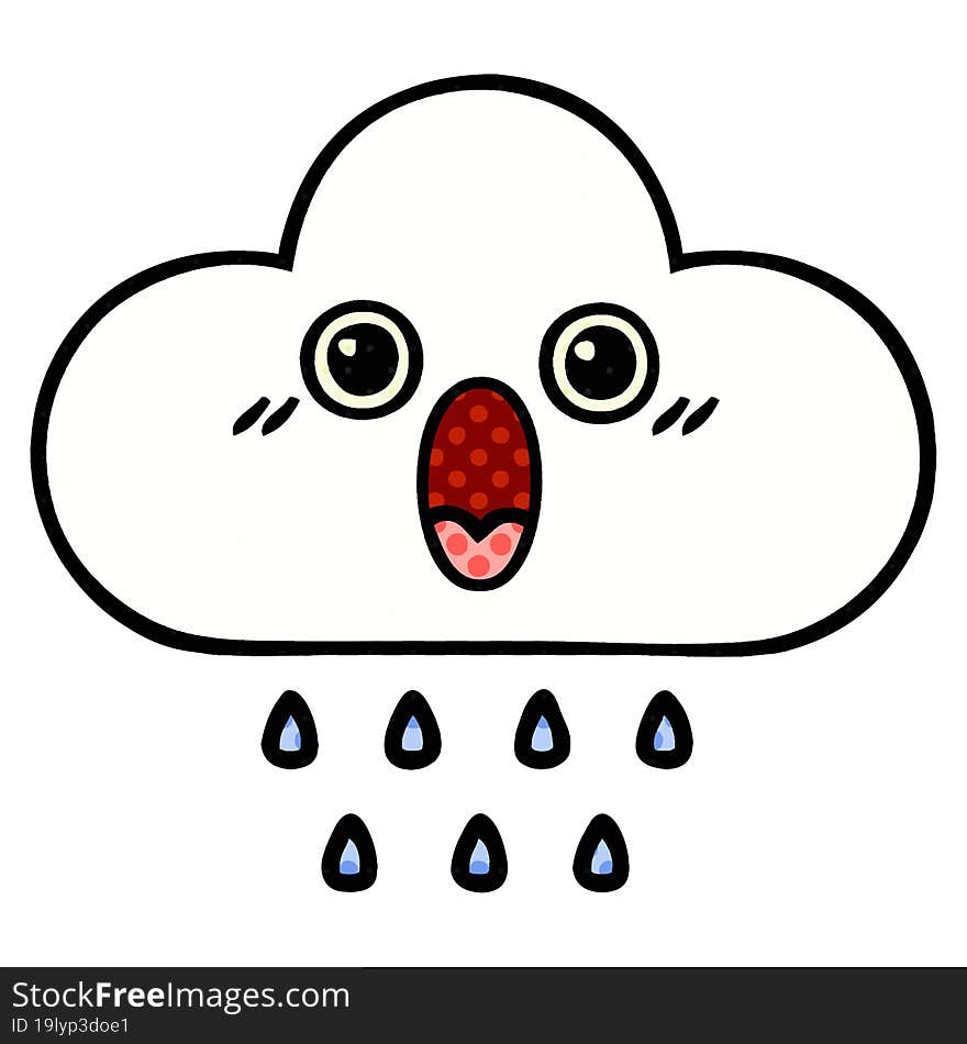 comic book style cartoon of a rain cloud