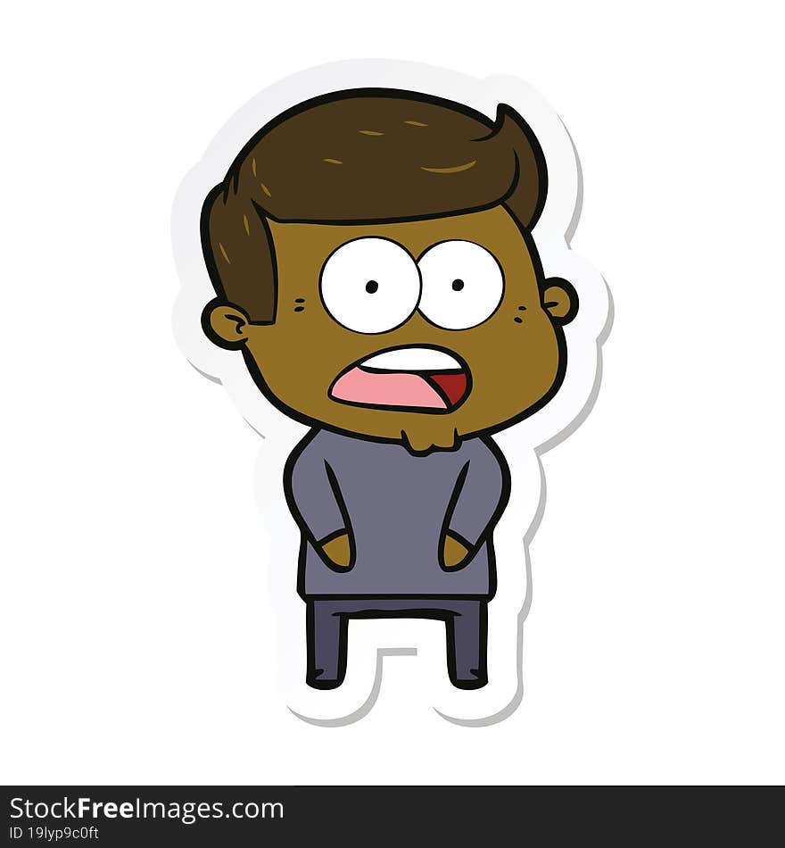 sticker of a cartoon shocked man