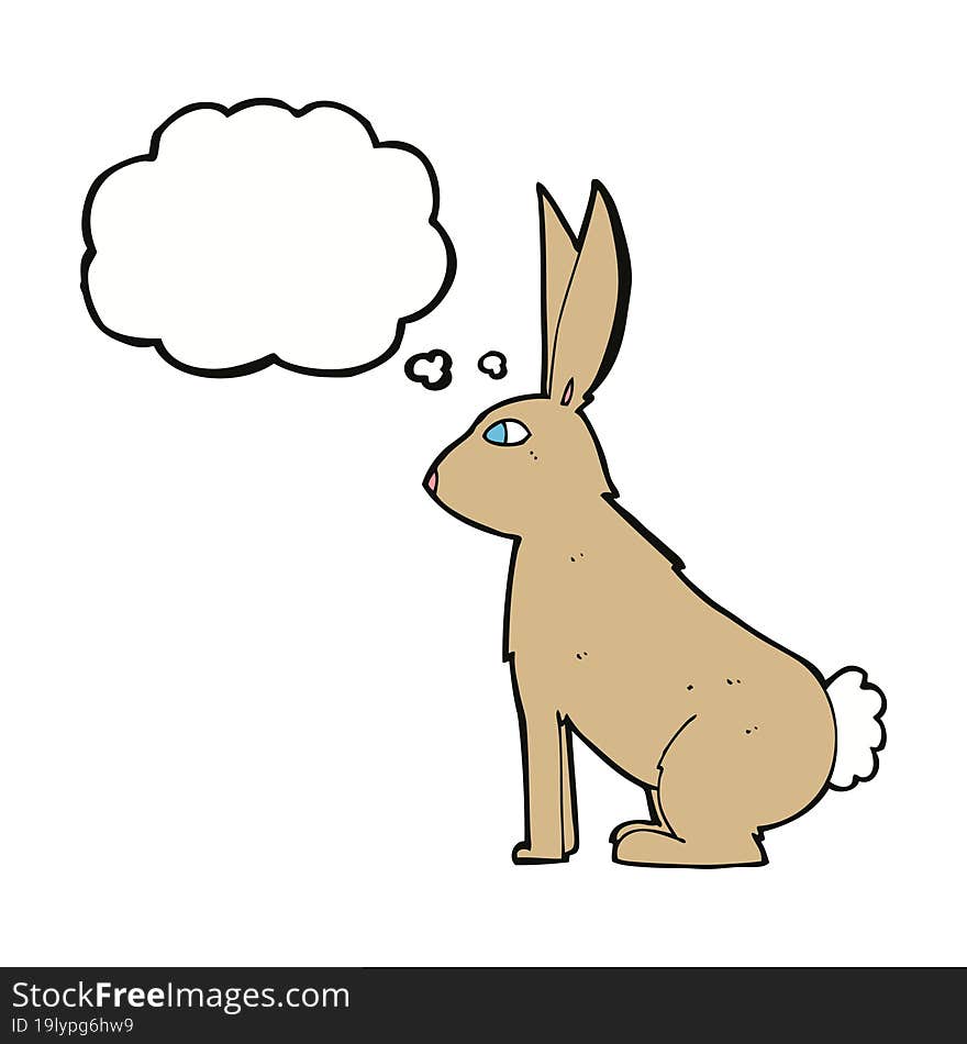 cartoon rabbit with thought bubble