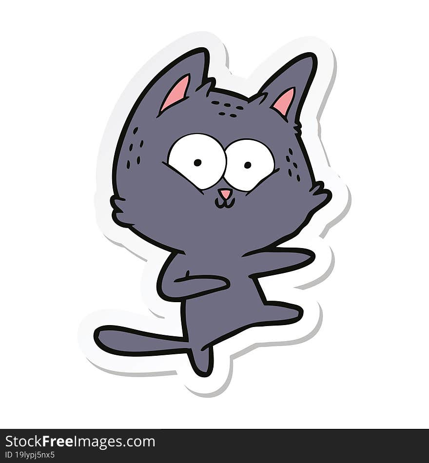 sticker of a cartoon cat dancing