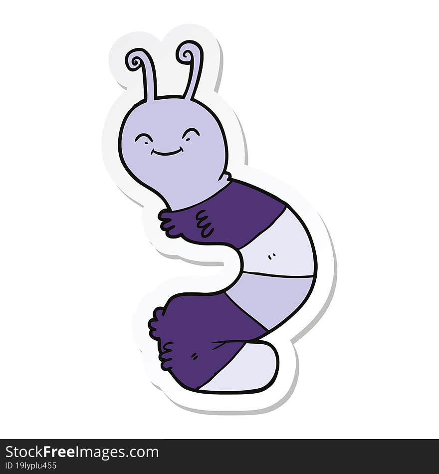 sticker of a cartoon happy caterpillar