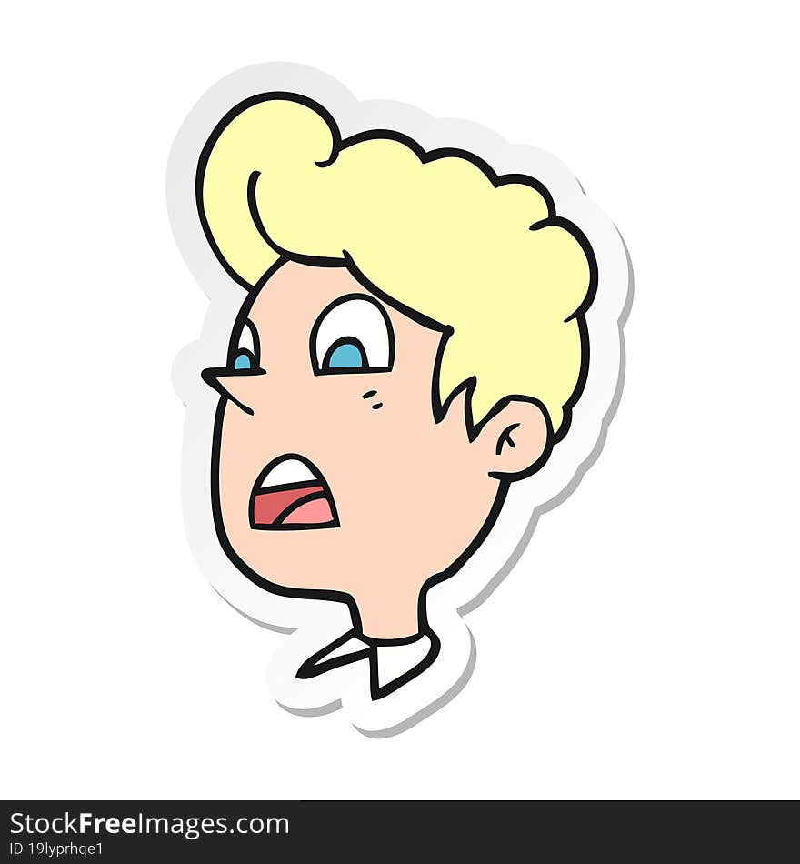 sticker of a cartoon shocked man