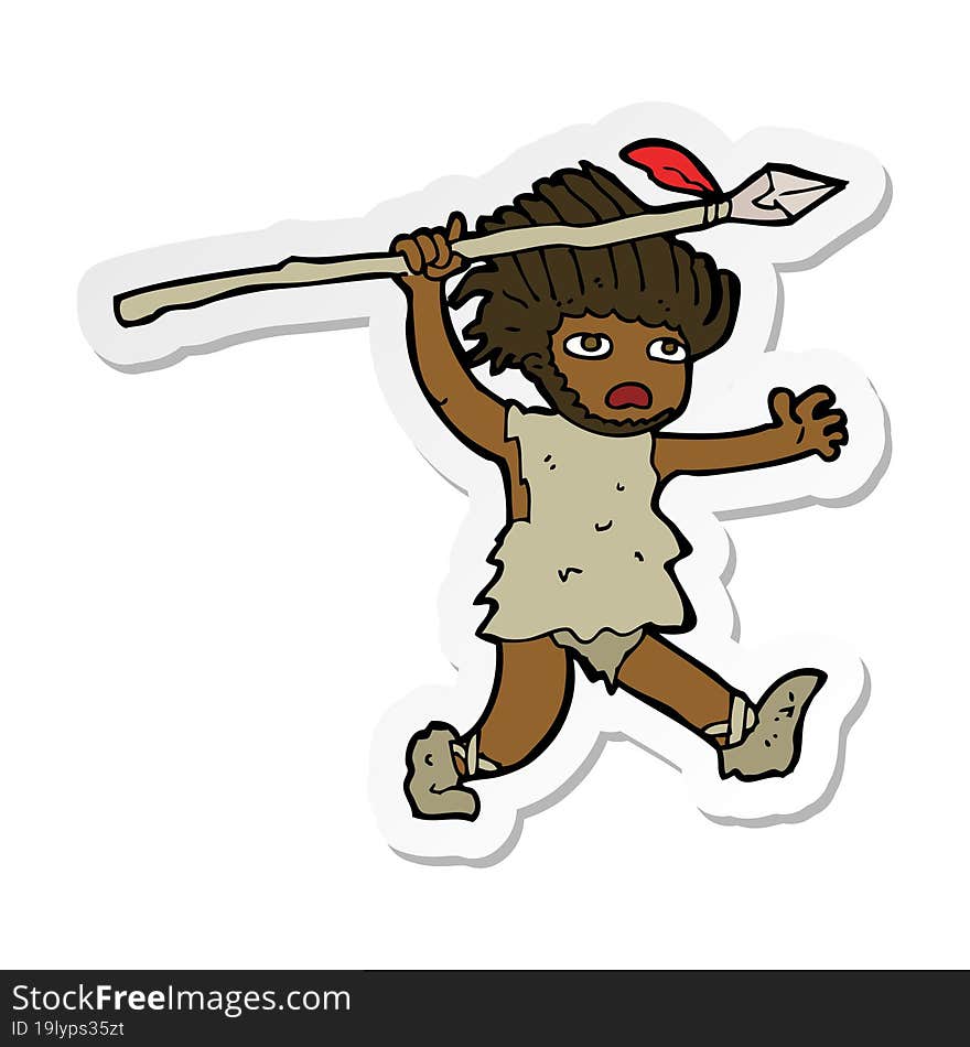 sticker of a cartoon caveman