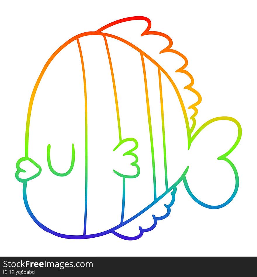 rainbow gradient line drawing cartoon exotic fish