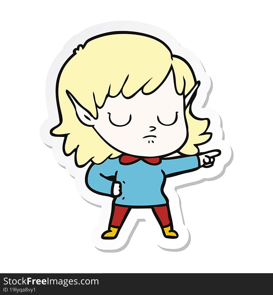 sticker of a cartoon elf girl