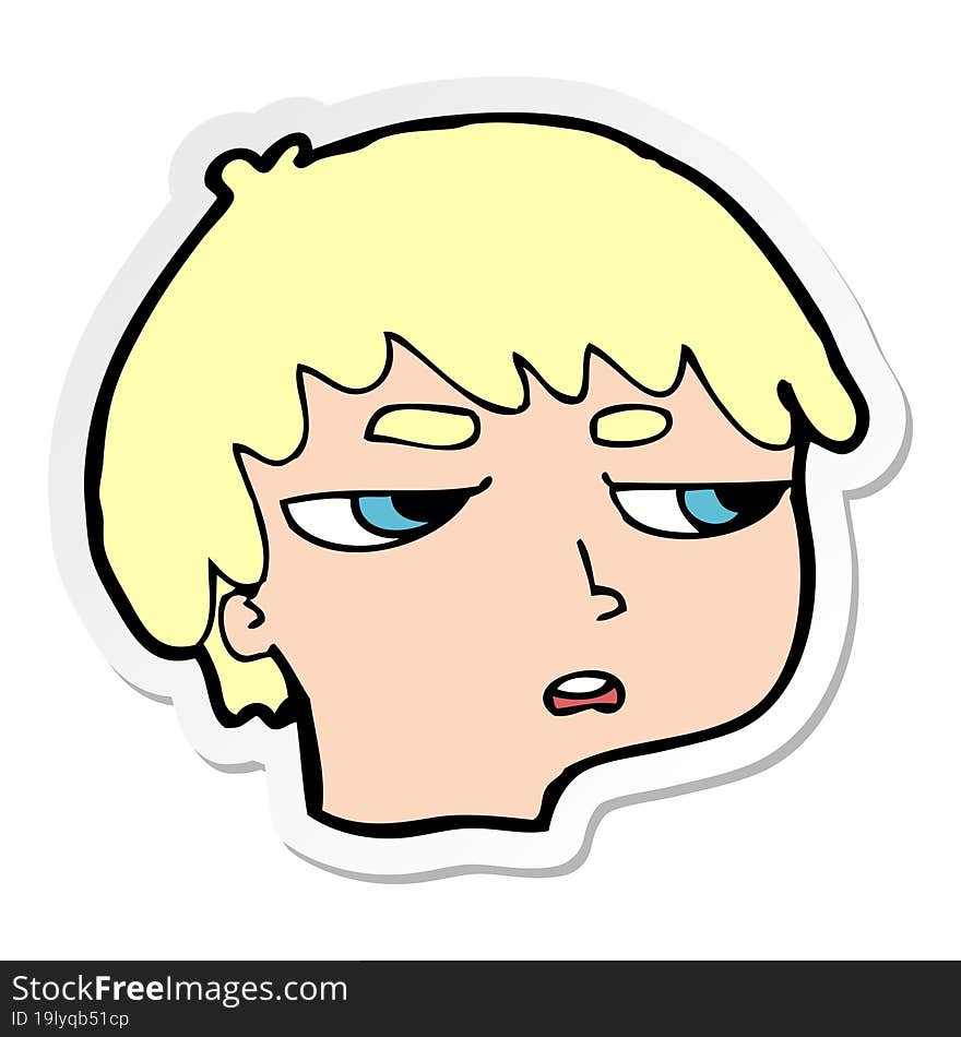 sticker of a cartoon annoyed boy