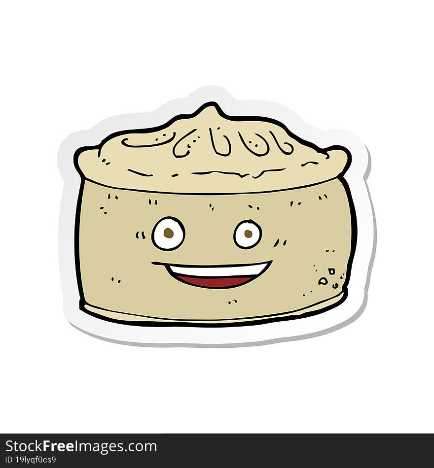 Sticker Of A Cartoon Pie With Face