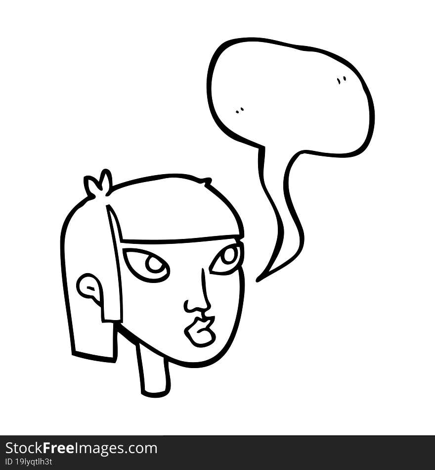 Speech Bubble Cartoon Female Face