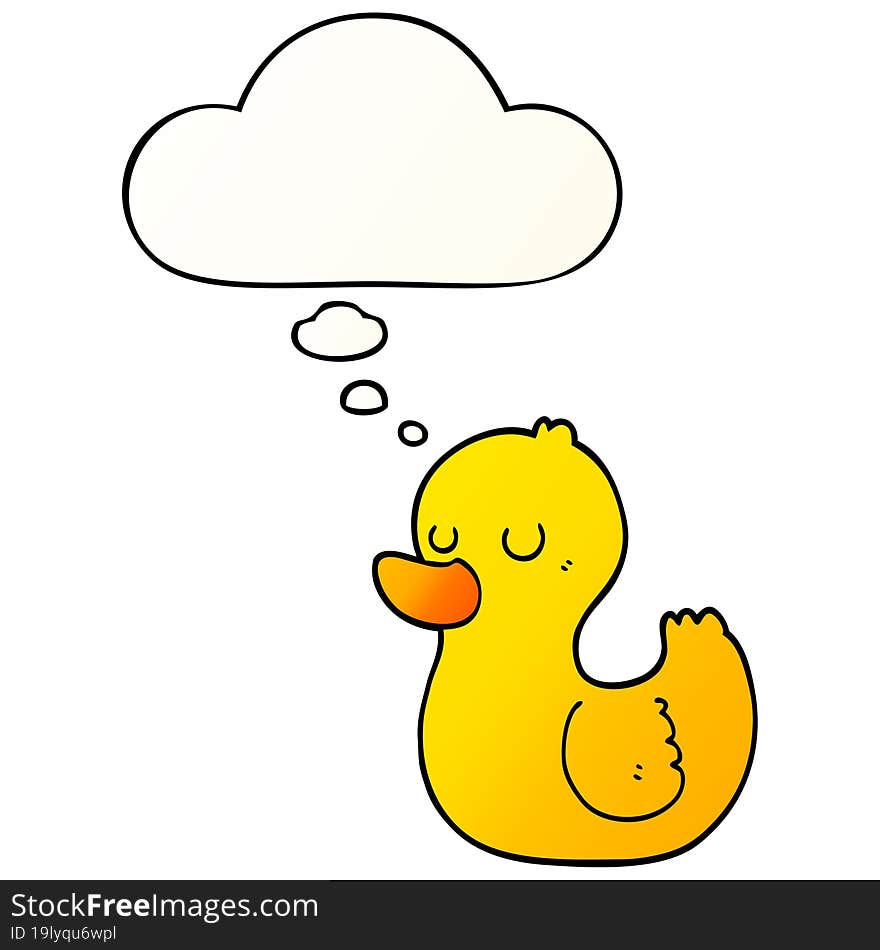 cartoon duck and thought bubble in smooth gradient style