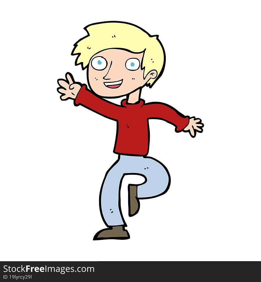 cartoon excited boy dancing